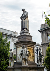 Leonardo Da Vinci's statue at piazza della scala, Milan, Italy