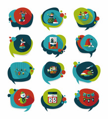 Christmas bubble speech banner design flat background set, eps10