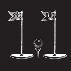 Golf. Vintage golf flag. Vector Golfing Champion Icons.