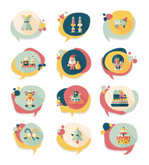 Christmas bubble speech banner design flat background set, eps10