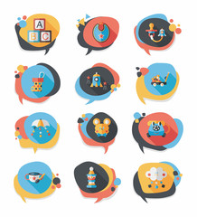baby bubble speech banner design flat background set, eps10