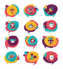 Chinese New Year bubble speech flat banner design flat backgroun