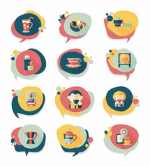 Fototapeta premium Coffee bubble speech flat banner design flat background set, eps