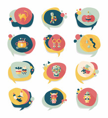 Halloween bubble speech banner design flat background set, eps10