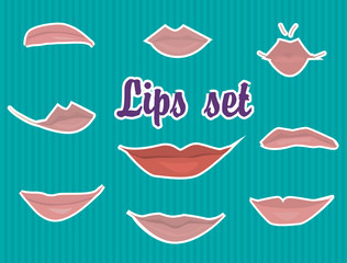 Lips set cartoon and fun for character and for animation