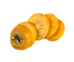 Fototapeta na wymiar sliced persimmon isolated on white