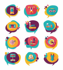 Fototapeta premium Sport speech bubble flat banner design background set, eps10
