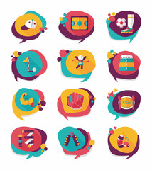 Sport speech bubble flat banner design background set, eps10