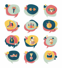 Sport speech bubble flat banner design background set, eps10