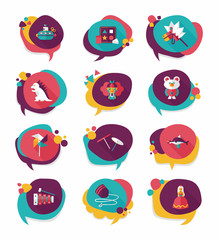 Toy speech bubble banner design flat background set, eps10