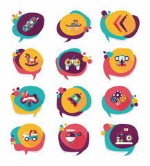 Toy speech bubble banner design flat background set, eps10