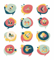 Toy speech bubble banner design flat background set, eps10