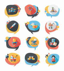 baby bubble speech banner design flat background set, eps10