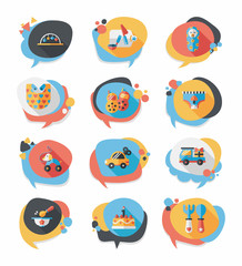 baby bubble speech banner design flat background set, eps10