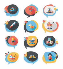 baby bubble speech banner design flat background set, eps10