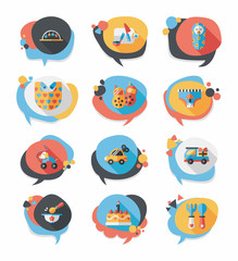 baby bubble speech banner design flat background set, eps10