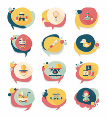 baby bubble speech banner design flat background set, eps10