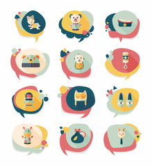 baby bubble speech banner design flat background set, eps10