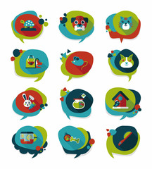 Pet bubble speech flat banner design background set, eps10