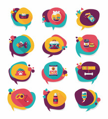 Pet bubble speech flat banner design background set, eps10