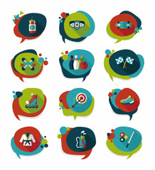 Sport speech bubble flat banner design background set, eps10