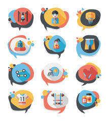 Sport speech bubble flat banner design background set, eps10