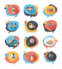 Sport speech bubble flat banner design background set, eps10