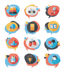Fototapeta premium Sport speech bubble flat banner design background set, eps10