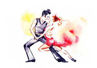 tango dance .illustration - obrazy, fototapety, plakaty