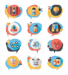 Fototapeta premium Sport speech bubble flat banner design background set, eps10