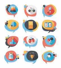 Fototapeta premium Sport speech bubble flat banner design background set, eps10