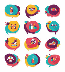 Sport speech bubble flat banner design background set, eps10