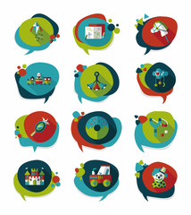 Toy speech bubble banner design flat background set, eps10