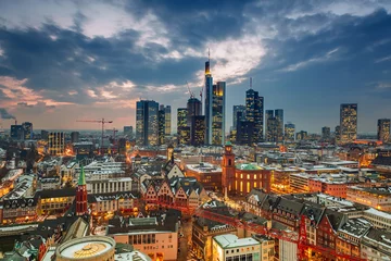 Muurstickers Frankfurt at dusk © sborisov