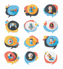 Toy speech bubble banner design flat background set, eps10