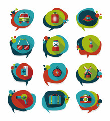 Travel bubble speech banner design flat background set, eps10