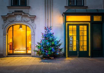 Rolgordijnen Christmas tree in Vienna © sborisov