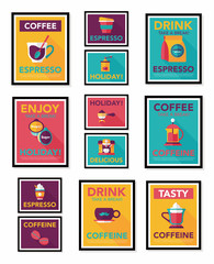Coffee poster flat banner design flat background set, eps10