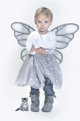 Fototapeta premium little fairy and kitten