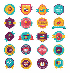 Baby badge banner design flat background set, eps10