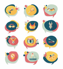 Sport speech bubble flat banner design background set, eps10