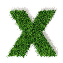 X Lettera erba verde, isolata su bianco