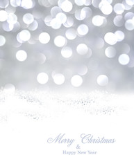 Silver christmas background with snow.