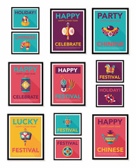 Chinese New Year poster flat banner design flat background set,