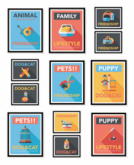 Pet poster flat banner design background set, eps10