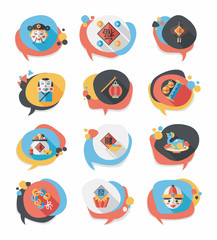 Chinese New Year bubble speech flat banner design flat backgroun
