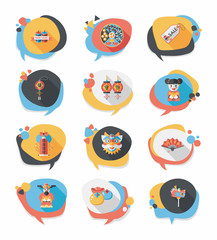 Chinese New Year bubble speech flat banner design flat backgroun