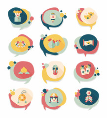 Chinese New Year bubble speech flat banner design flat backgroun