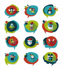 Christmas bubble speech banner design flat background set, eps10