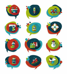 Christmas bubble speech banner design flat background set, eps10